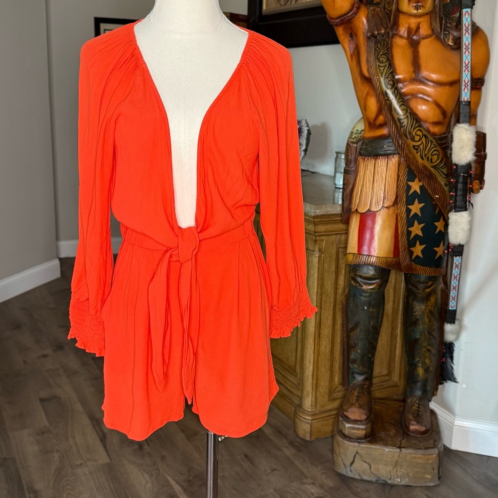 NWT FLAWLESS Brand Bold Orange Romper size Medium